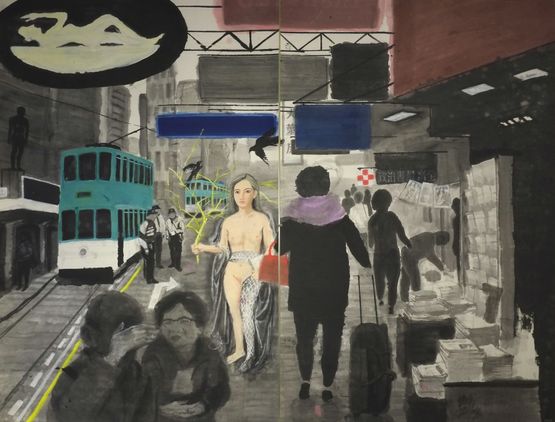 View of Causeway Bay by Wong Shun Kit contemporary artwork Painting