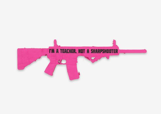 Im a Teacher Not a Sharpshooter Ode to CODEPINK Parkland by Andrea Bowers contemporary artwork Mixed Media