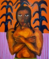 Young Girl asking for Guidance by Boemo Diale contemporary artwork mixed media painting