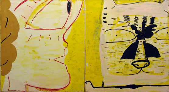 Plastic Bride Profile  Cat by Rose Wylie contemporary artwork Painting
