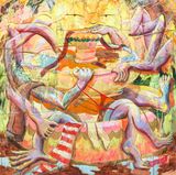 Not really a cuddler by Alya Hatta contemporary artwork drawing painting works on paper