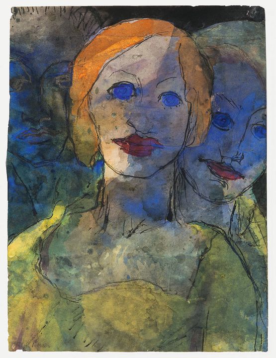 Phantasie Drei Kopfe by Emil Nolde contemporary artwork Works on Paper