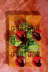Yellow American Spirit with Blue Roses by Roe Ethridge contemporary artwork mixed media