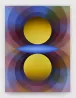 Overview Effect in yellow and blue with large mandorla by Loie Hollowell contemporary artwork Painting