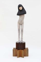 Blossoming girl standing on eight-sided forms by Tanada Koji contemporary artwork sculpture