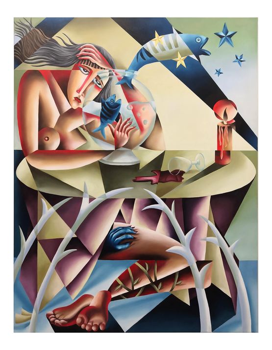 Happy Birthday baby fish by Jade Ching-Yuk Ng contemporary artwork Painting