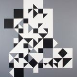 Sur reticula blanc noir gris by Julio Le Parc contemporary artwork painting