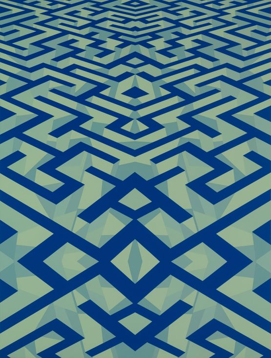 Maze-Central Axis Soft Green Blue by Xu Qu contemporary artwork Painting