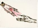 On your hand  I place my hand  barely. In our hands  nothing. by Mithu Sen contemporary artwork Painting
