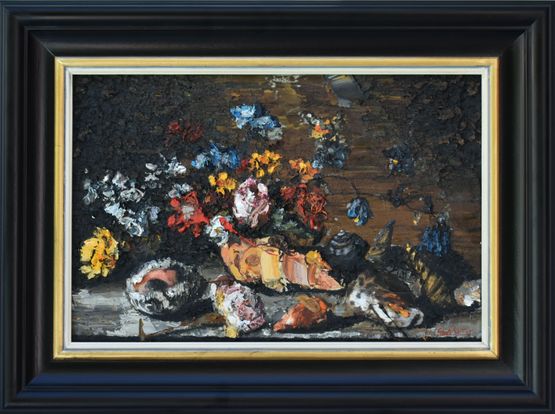 After Balthasar van der Ast Still Life of Flowers and Shells by Frans Smit contemporary artwork Painting