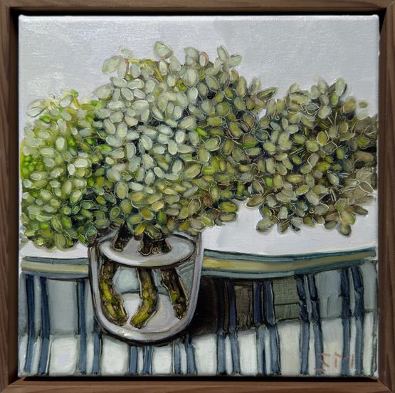 Annabelle Hydrangeas by Sam Michelle contemporary artwork Painting