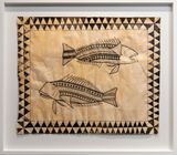 FishnChips Tapa Blue Cod by Isabella Lepoamo contemporary artwork works on paper