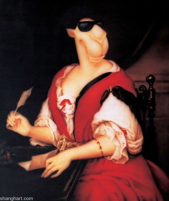 Portrait of Madame de Sevigne Writing by Zhou Tiehai contemporary artwork Painting