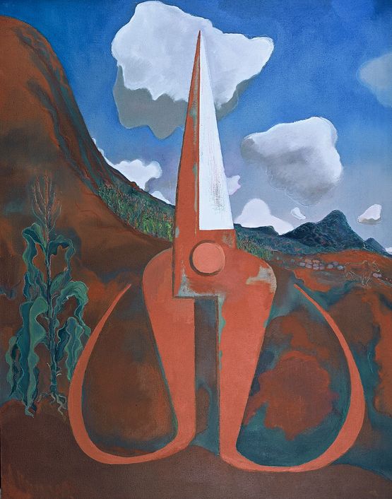 Dreaming of the Red Earth Upright Scissors by Mao Xuhui contemporary artwork Painting