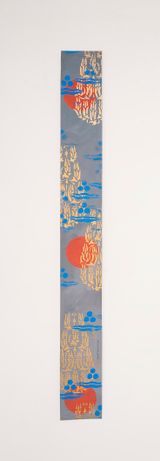 B5 - 3 red circles on blue background 4 Bukhara floral patterns by Chant Avedissian contemporary artwork works on paper