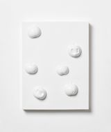 Sprinkle pearls on the purple silk curtain by Mai-Thu Perret contemporary artwork