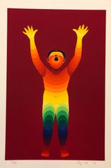Cheering for Peace - Male - Red by Ay-O contemporary artwork print works on paper