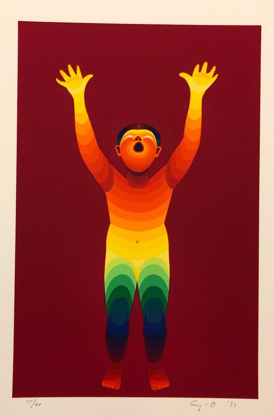 Cheering for Peace - Male - Red by Ay-O contemporary artwork Works on Paper