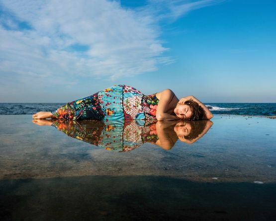 Yasmina and her reflection Beirut Lebanon by Rania Matar contemporary artwork Print