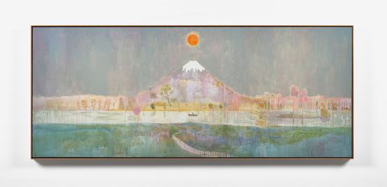 Mount Fuji backdrop for a puppet show by Andrew Cranston contemporary artwork Painting