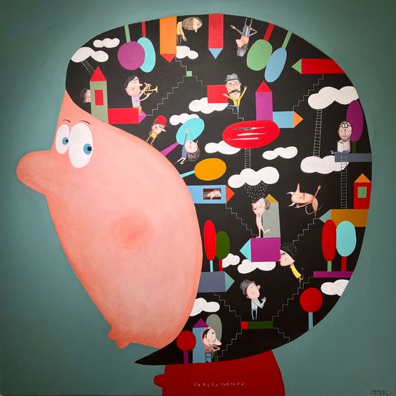 CABEZA HABITADA by Moises Yagues contemporary artwork Painting