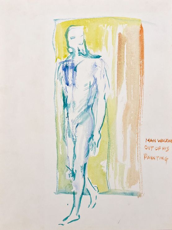 Man Walking out of His Painting by Antonio Mak contemporary artwork Painting