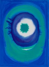 Blue Moon by Prafulla Mohanti contemporary artwork works on paper