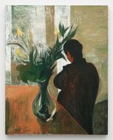 Silhouette by the Flowers by Xiao Jiang contemporary artwork painting