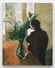 Silhouette by the Flowers by Xiao Jiang contemporary artwork Painting