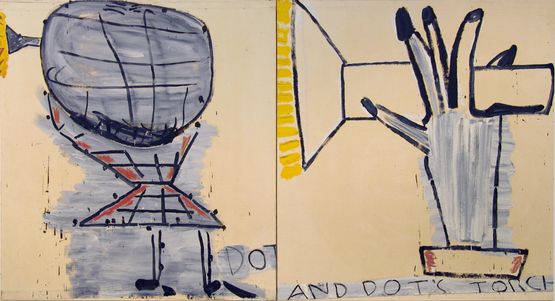 Dot  Detail by Rose Wylie contemporary artwork Painting