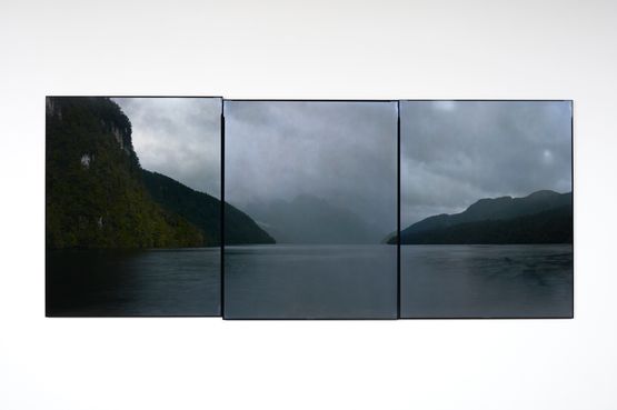 27. 6. 2014 - 1. 7. 2014. Nine Fathoms Passage 8c9c10c. Tamatea-Dusky Sound After William Hodges Waterfall in Dusky Sound with Maori Canoe 1775-7. Detail by Mark Adams contemporary artwork Photography