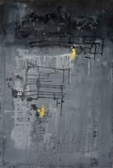 Golden Human with Gray World 1 by Yi Kai contemporary artwork painting