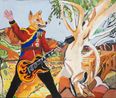 Rock Dingo by Vincent Namatjira contemporary artwork Painting