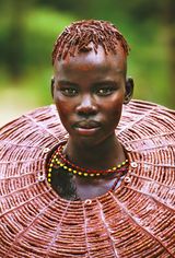 Pokot Initiate with Ochered Collar Kenya by Carol Beckwith  Angela Fisher contemporary artwork photography