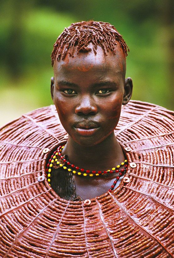 Pokot Initiate with Ochered Collar Kenya by Carol Beckwith  Angela Fisher contemporary artwork Photography
