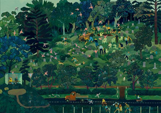 The Graveyard Galahs by Nicola Gower Wallis contemporary artwork Painting