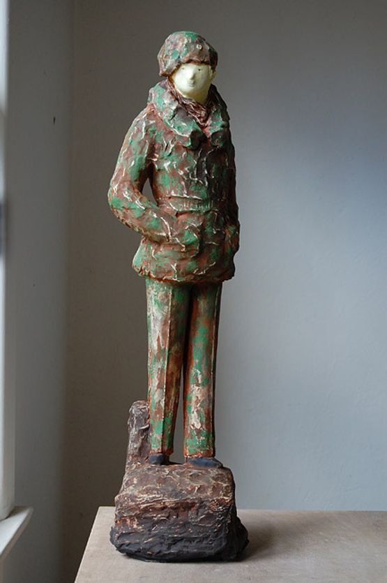 Monty in Camouflage by Linda Marrinon contemporary artwork Sculpture