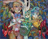so grateful too have met you - so grateful to open my cells for u to grow u by Del Kathryn Barton contemporary artwork painting