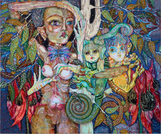 so grateful too have met you - so grateful to open my cells for u to grow u by Del Kathryn Barton contemporary artwork Painting
