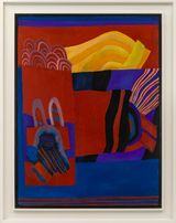 Untitled red yellow blue abstract by Pauline Boty contemporary artwork painting