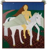 Self-portrait with horse by Claudia Kogachi contemporary artwork painting