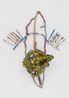 Dent cariee du Cretace. Dans la paume de nos mains meandre androgyne nacre delavee felure du sablier. Misericorde coffre tes murmures divinatoires sous les pieds de Andromede croton vert a points jaunes by Julien Creuzet contemporary artwork Sculpture