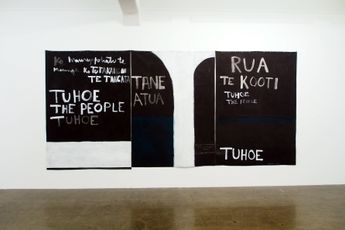 Contemporary art exhibition Colin McCahon The Chief of the Canoe at Gow Langsford Gallery Auckland City New Zealand
