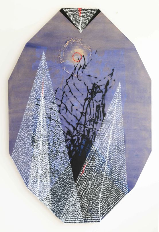 Scissors cut your inner grace your perfect lace to puncture by Radhika Khimji contemporary artwork Painting