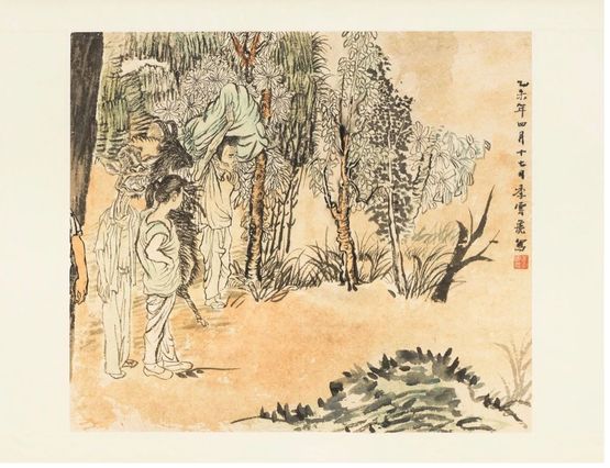 Man Carrying a Large Bag by Yun-Fei Ji contemporary artwork Painting