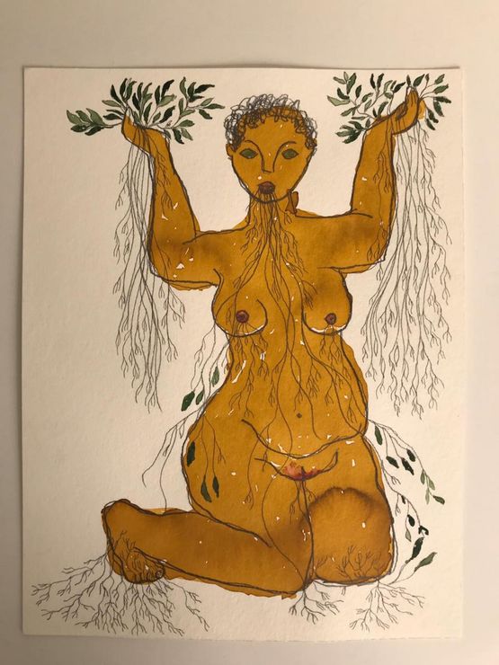Untitled senhora das plantas series by Rosana Paulino contemporary artwork Painting