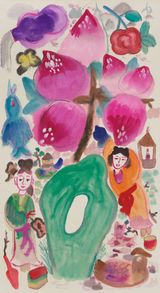 Saturn Peach by Wang Mengsha contemporary artwork painting works on paper