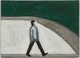 Untitled - Someone Walking by Ancient Building by Liu Xiaohui contemporary artwork painting works on paper