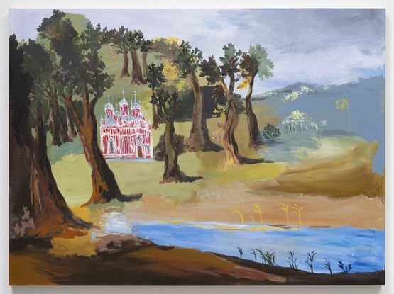 russian church in the forest by Karen Kilimnik contemporary artwork Painting
