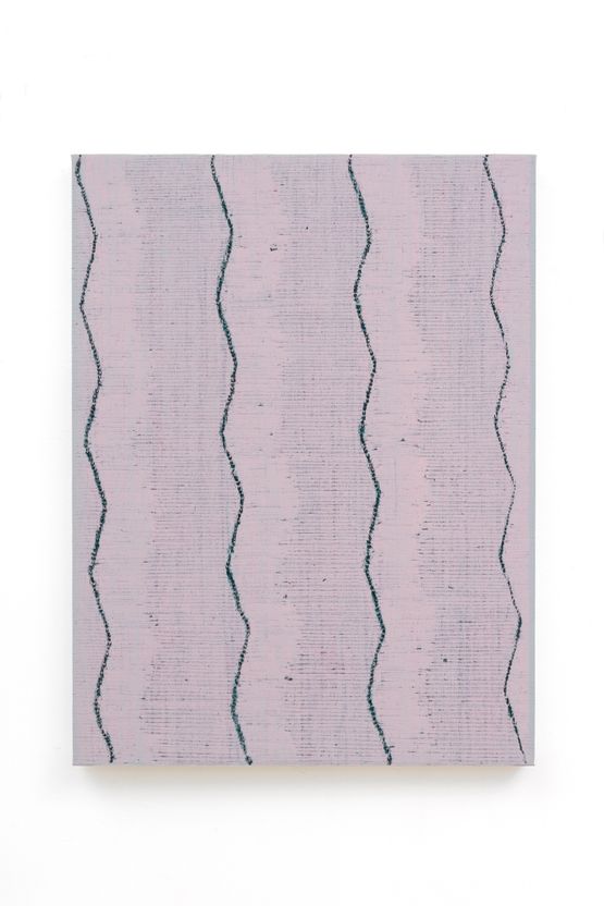 Dark Green Wavy LinesPink by Chi Qun contemporary artwork Painting